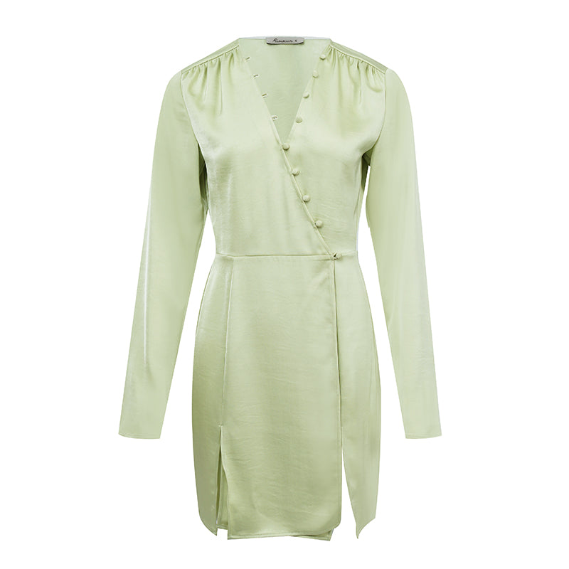 "Verdant Elegance"-sapphire long sleeve dress.