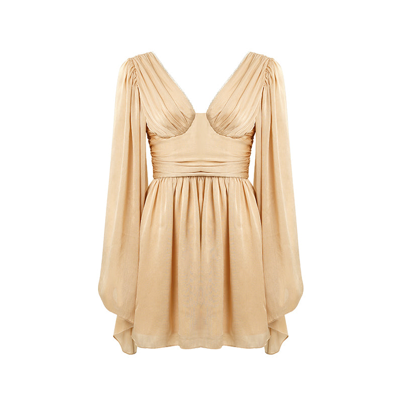 Champagne Flared sleeves dress.