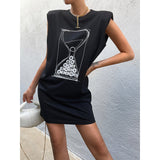 ‘Graceful Geometry’ Right Angle Shoulder Sleeveless Top-Dress