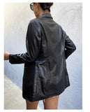 Pure leather jacket from sheepskin, slimming with printed embroidery.