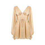 Champagne Flared sleeves dress.