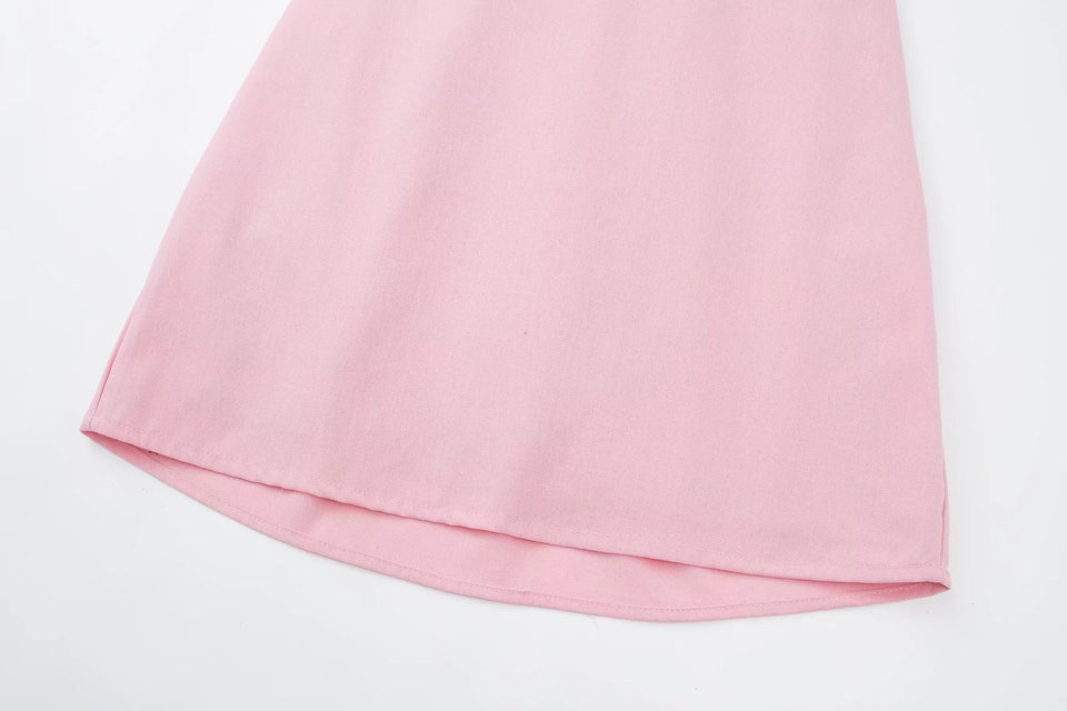 "Bubblegum Bliss" Backless linen dress