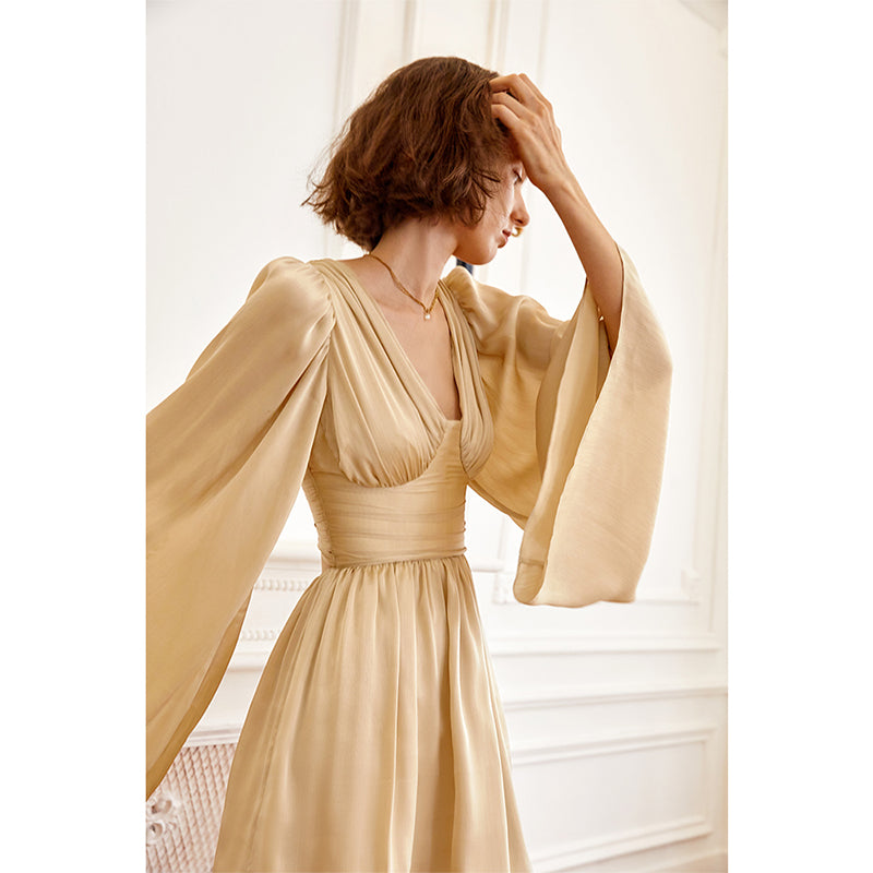 Champagne Flared sleeves dress.