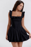 "Midnight Elegance " ruffled baby doll dress