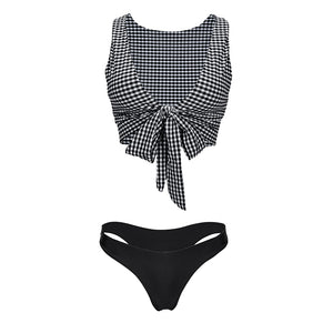 Split Bikini/black and white grid retro style/spring-summer 2023