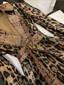 Snakeskin, leopard print, long trench coat